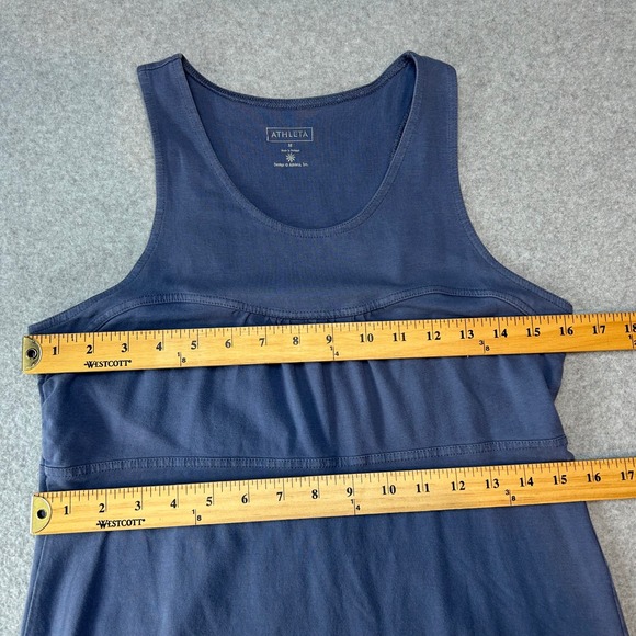 Athleta Organic Cotton Racerback Tank Dress Blue Empire Waist Womens Size Medium - Picture 7 of 11
